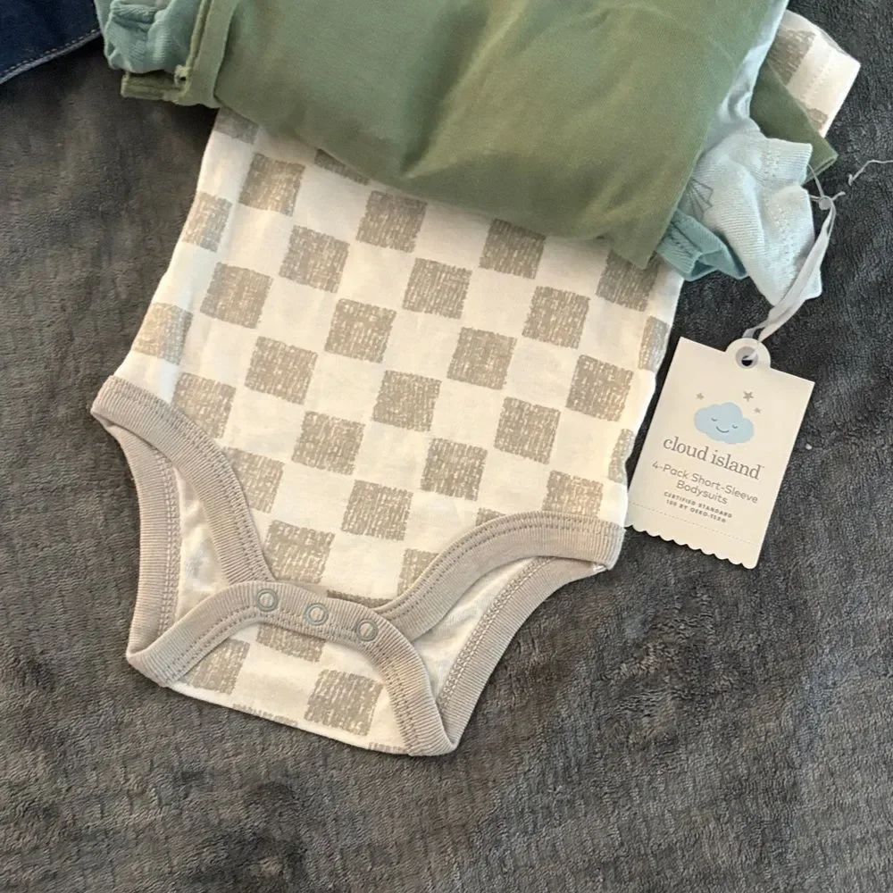 BUNDLE Denim Baby Jacket + 4 Pack Cloud Island Bodysuits
